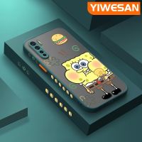 YIWESAN เคสสำหรับ OPPO A91 F15 Reno 3 4G,เคสมีน้ำค้างแข็งโปร่งใสการ์ตูน SpongeBob แข็งขอบสี่เหลี่ยมด้านข้างมีรูปแบบเคสนิ่มป้องกันกล้องปลอกซิลิโคนกันกระแทก