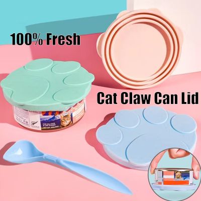 2 In 1 Reusable Silicone Dog Cat Canned Lid Portable Food Sealer Spoon Pet Food Cover Fresh Tin Cover Cans Cap Pet Accessories