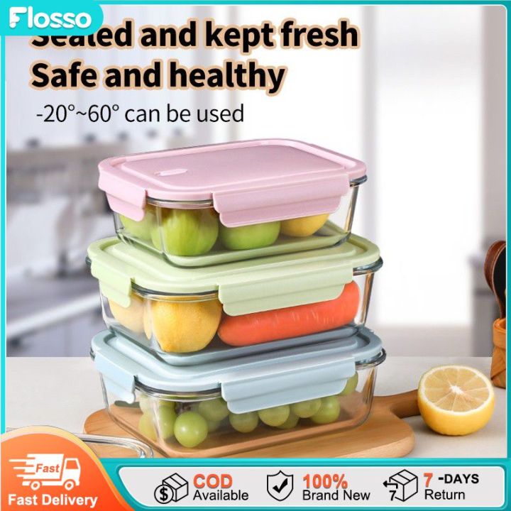 Multi Glass Transparent Lunch Boxes Set Microwave Lunch Box Set Kotak  Makanan Kaca Bekas Tupperware With Lid Flosso