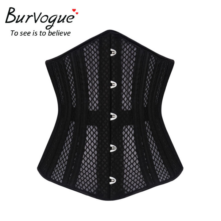 2021Burvogue Double Steel Boned Underbust Corset Breathable Waist Control Slimming Corset Sexy Lace Up Corset &amp; Bustiers for Women