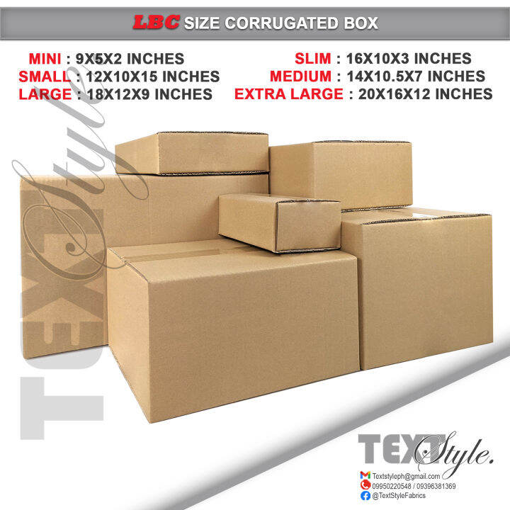 Textstyle LBC Express Sizes Corrugated Cargo Shipping Boxes Packaging