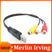 Merlin Irving Shop USB Male Plug To 3 RCA Female AV Adapter Audio Converter connector Video A/V Cable to Cable for HDTV TV Television Wire Cord