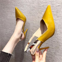 Sexy High Heels Shoes Women Pumps Luxury Patent Leather With Snakeskin Straps Heels Party Office Wedding Shoes Pointed Toe Pumps