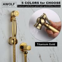 Awolf 5 Colors Titanium Gold Handheld Toilet Bidet Sprayer Set Solid Brass Rose Gold White Hygienic Shower Bidet Faucet AP2107