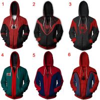 สไปเดอร์แมน Hoodie Miles Morales แจ็คเก็ตซิป Sweatshirt อะนิเมะ Hoodie เครื่องแต่งกายสไปเดอร์แมน