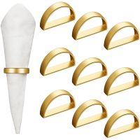 10 Pieces Gold Napkin Rings Metal Napkin Ring Holders Modern Design Ring Holder Metal Semicircle Serviette Buckles