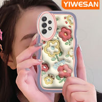 YIWESAN เคสปลอกสำหรับ Samsung Galaxy A52s 5G A52 4G A52 5G ลายการ์ตูน3D น่ารักดอกไม้ฤดูใบไม้ผลิแฟชั่นลายคลื่นขอบเคสนิ่มโปร่งใสซิลิโคนป้องกันเลนส์กล้องเคสโทรศัพท์แบบใสหลากสีกันกระแทก