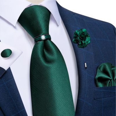Green Solid Men 39;s Ties Brooch Handkerchief Cufflinks Wedding Party Ties For Men Stainless Steel Dragon Ring Men Accessories Gift