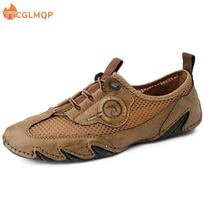 Summer Men Casual Shoes Brand Breathable Mesh Men Sneakers Handmade Walking  Flats Shoes Men Loafers Moccasins Zapatillas Hombre 