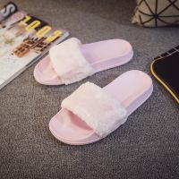 Womens Casual Sandal Fur Flat Slider Slipper Flip Flop Slip On Fashion Lady Wear