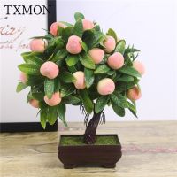 TXMON Artificial Plants Bonsai Orange Peach Fruit Tree Potted For Home Living Room Decoration Flower Set Shop Hotel Party Decor