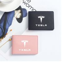 ☌┅❁ For Tesla model 3 model X model Y model S Ultra-thin Driver License Cover Pu Leather Car Driving Documents Credit Card Holder