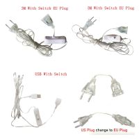 【CW】 3/5m Plug Extender Wire USB / US for String Extension Cord Curtain Wedding