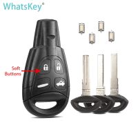 WhatsKey ปุ่มนุ่ม4ปุ่มซองใส่กุญแจรถรีโมท,สำหรับ SAAB 93 95 9-3 9-5 WF อะไหล่สำรองไร้กุญแจใบมีดเปล่าปลอกใส่กุญแจรถยังไม่ได้เจียระไน