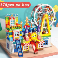 Big Size Castle Ferris Wheel Park Building Block Duploed Classic Slide Amusement DIY Bricks Plastic Toys For Children Gifts