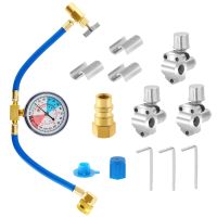 3 Pack BPV31 Hose Refrigerant Valve Bullet Piercing U-type Bullet Piercing Tap Valve Kit Hose Refrigerant Tap with Gauge R134a