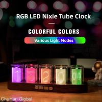 ❧☃☈ ChuHan Digital Nixie Tube Clock Creative RGB Full Color Ornament Digital Nixi Clocks RGB LED Glows for Home Desktop Decoration