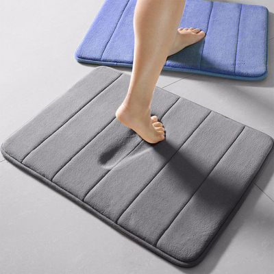 【cw】Household coral fleece bathroom floor mats thickened absorbent non-slip memory foam washable car bathroom floor mats ！