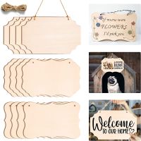 【YF】♀✥  12PCS Unfinished Wood Crafts Blanks Rectangle-Shaped Ornaments Plaques for Hanging Decorations