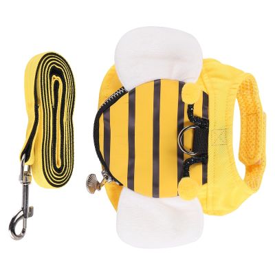 Cute Bee Yellow Vest Chest Strap Traction Belt Wings Backpack Design Small Medium Dogs Cat Comfortable Pet Supplies