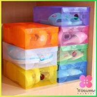 Winsome แผ่นกล่องใส่รองเท้าพลาสติกใส กล่องจัดระเบียบ กล่องรองเท้าพับได้ กล่องรองเท้า Colour Transparent Shoe Box