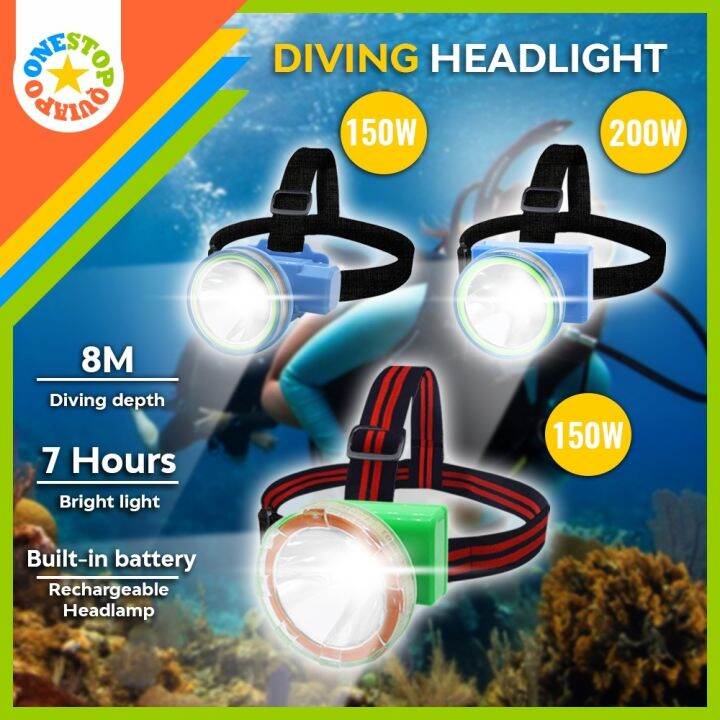 OSQ HDD 150/200 Watts Diving LED Headlamp Water Resistance Rechargeable