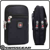 กระเป๋าสะพาย SwissGear Men กระเป๋าใส่โทรศัพท์มือถือเปลี่ยนกระเป๋าสตางค์กระเป๋าถือเข็มขัดผ้าใบ 5.7 "6.5 Hanging Bag