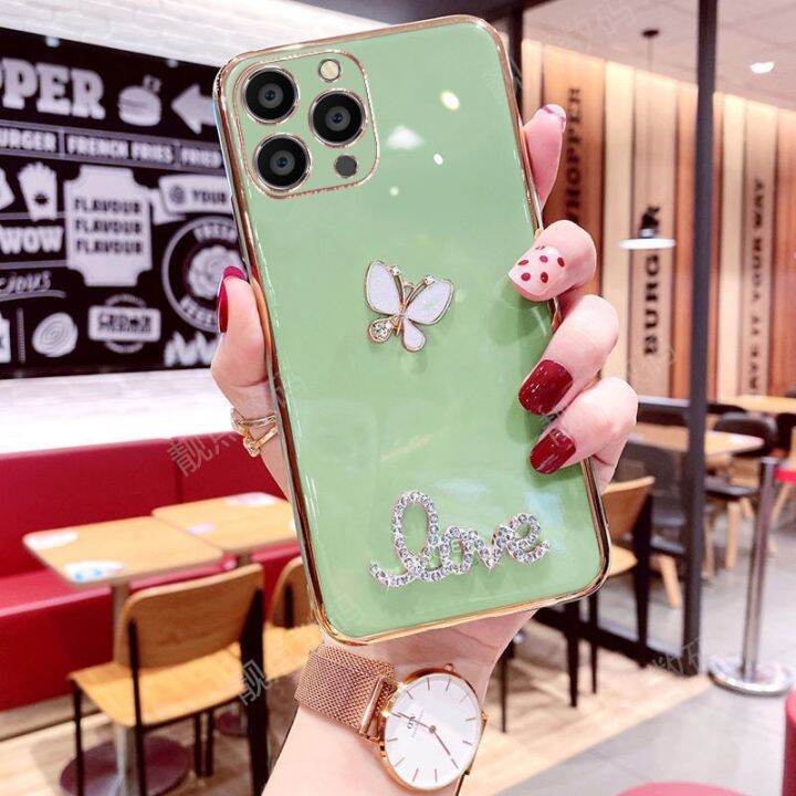 เคสโทรศัพท์สําหรับ-iphone-14-13-12-มือถือแบบนิ่ม-กันกระแทก-ลายผีเสื้อ-แวววาว-หรูหรา