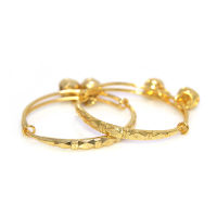 กำไลข้อเท้าเด็กกระพรวนคู่แกะลาย รุ่น TK-018 - Gold