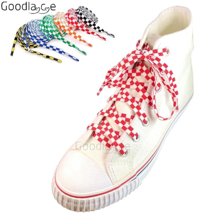 flat-shoelaces-checkered-shoe-lace-for-sneaker-sport-casual-shoes-47-quot-55-quot-new