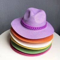 Macaron Straw Hat Visor Jazz Top Korean Fashion Color Chain With Top Hat Acrylic Beach Hat Candy Color Visor Cap Шляпа Женская