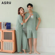 ASRV Bộ Đồ Ngủ Ngắn Tay Bằng Lụa Lạnh Mùa Hè Bộ Đồ Hai Món Áo Ngắn Tay +
