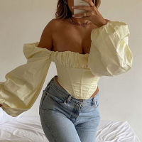 2021Vhaferl Summer Casual Short Halter Top Fashion Backless Puff Sleeve Solid Y2k Top Corset Women Prom Party Top Sexy Streetwear