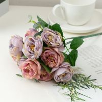 ❖✑ 32cm Artificial Flowers 1 Bouquet 10 Heads Silk Fake Flower Rose Small Tea Buds for DIY Home Garden Wedding Decoration