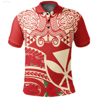 【high quality】  Hawaiian 3d Pattern Polo Shirt Vintage Style Red Printed Short Sleeve Polo Shirt Mens And Womens Summer T-shirt