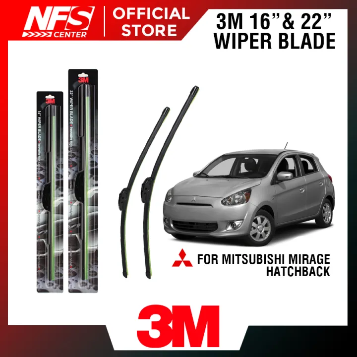 3M Auto Original Frameless Wiper Blade Bundle Set 16" & 22" for Mitsubishi Mirage Hatchback