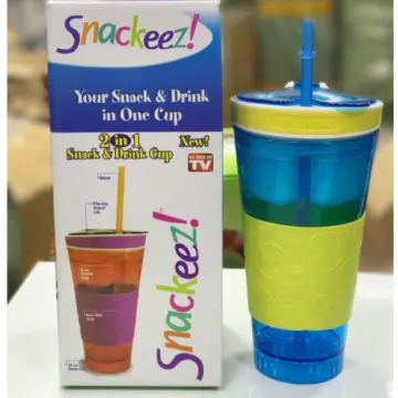 Snackeez Tumbler Snack Cup Green/Orange Plastic