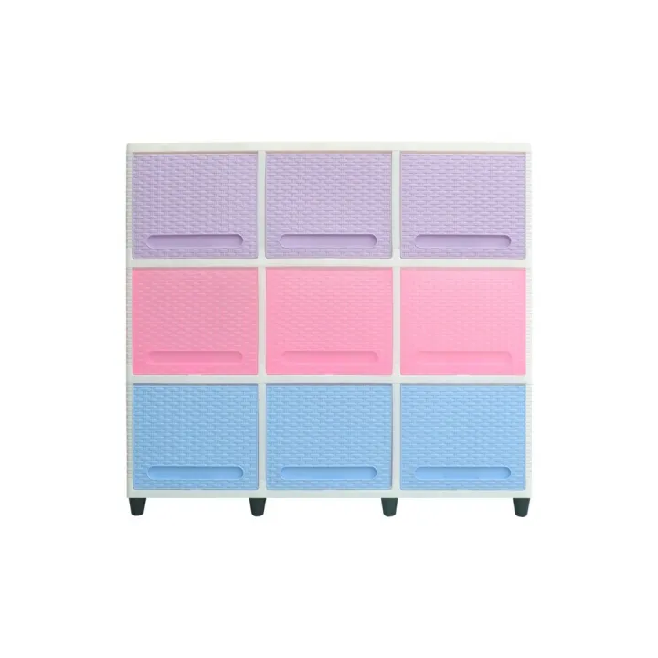 Club Lemari plastik triple flip 3 susun meja TV Rotan Buffet TV Warna