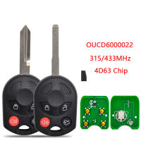 2Pcs รถ Remote Key สำหรับ Ford C-Max Edge Escape Focus Lincoln Mazda Mercury FCC OUCD22ชิป ID63 315Mhz เปลี่ยน Key