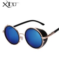 ☞☌◎ XIU sunglasses steampunk men sunglass retro vintage round metal wrap sunglasses brand designer glasses UV400 【Hot selling】