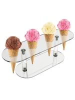 4 Holes Acrylic Ice Cream Cone Holder Tray Sushi Roll Display Stand Rack Shelf 667A