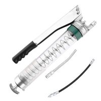 Sturdy Durable Butter Syringe Pneumatic Oiling Double Rod Transparent Oiler 400cc High Pressure Manual Zipper Butter Syringe