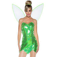 HOT sales Halloween Outfit Women Green Fairies Tinker Bell Cosplay Costumes with Wings HCTB-021