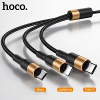 HOCO ที่ชาร์จ3in1 USB,สายสำหรับ iPhone 11 Pro X XR 7 8แอนดรอยด์ไมโครยูเอชบีสายเคเบิล Type C สำหรับ Samsung S9 Xiaomi ชาร์จได้อย่างรวดเร็ว