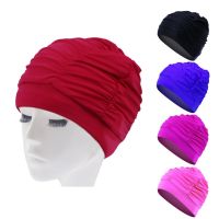 【CW】Swimming Caps Men Women Swimming Cap Long Hair Sports Swimming Pool Hat Waterproof Soft Drape Elastic Swimming Cap