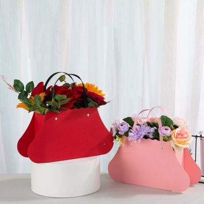 Portable Flower Box Paper Bouquet Tote Bag Gift Bag Kraft Handbag Wedding Rose Party Gift Box Candy Packaging Birthday Supplies