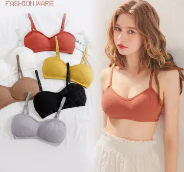 Teenager Girls Bra 100% Cotton Sports Soft Bra Without Underwire Seamless  Padded Bralette Top Underwear For 12-18 Years Children And Women - Set Of 3/