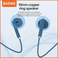 BASIKE แจ็ค 3.5 มม. หูฟังแบบมีสายหูฟังเพลงหูฟังพร้อมไมโครโฟนรองรับการโทรควบคุมระดับเสียง Universal สำหรับ Vivo OPPO Xiaomi Huawei Infinix