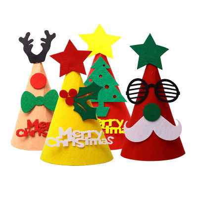 DIY คริสต์มาสหมวกมนุษย์หิมะการ์ตูนหมวกเด็กหมวกวัสดุ PackageFelt ผ้าหมวกคริสต์มาสตกแต่งงานปาร์ตี้คริสต์มาส