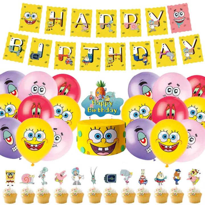 Fast Shipping SpongeBob Theme Happy Birthday Decoration Set Balloon ...